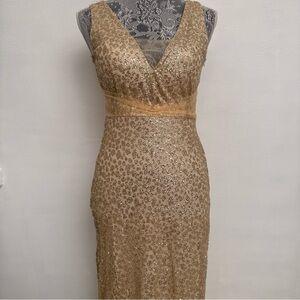 Elegant Gold glitter Evening Dress new with out tags